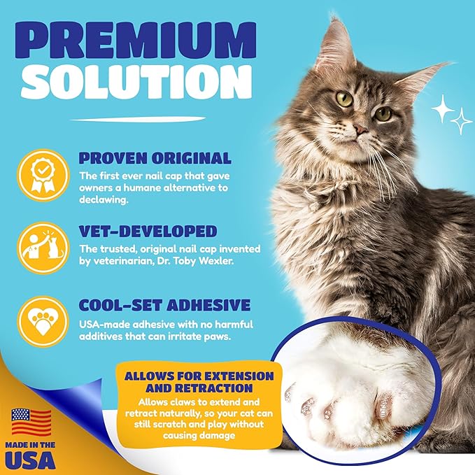 Soft Claws Cat Nail Caps for Large Cats – (40 Caps, The Games) - Made in USA - Veterinarian-Developed | Protects Furniture &amp; Skin - Easy to Apply, Long-Lasting Anti-Scratch Soft Cat Claw Covers