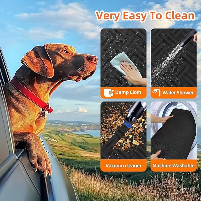Dog Car Seat Cover for Back Seat,100% Waterproof &amp; Scratchproof Back Seat Pet Cover for Dogs,5MM PP Board Hard Bottom Dog Bed for Car,Supports 400lbs Back Seat Extender for Dogs for Car/SUV