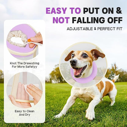 Soft Dog Cone Collar to Stop Licking-Adjustable Comfortable Mesh Recovery Collar After Surgery for Small Miniature Dogs, Alternative to Plastic Elizabethan Collars for Neuter Incision Care (Purple,L)