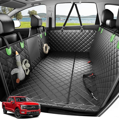 Zanch 2025 Upgraded Dog Car Seat Cover, 400 lbs Heavy Duty Hard Bottom, Waterproof &amp; Anti-Scratch Back Seat Protector, Nonslip Pet Hammock Extender for Large Trucks, SUVs, Vans, XL-Green