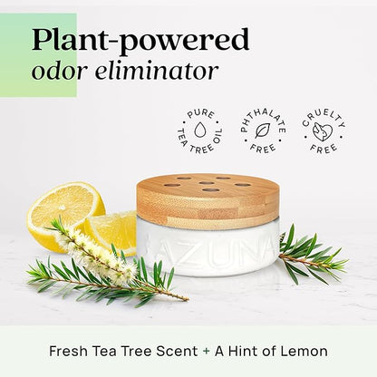Azuna Air Freshener &amp; Odor Eliminator for Strong Odor | 4 Room Kit Includes (4) 8 oz. Empty Luxe Glass Jars &amp; 24oz Gel | Refill with Tea Tree Essential Oil | Natural Scent | Last 60-90 Days