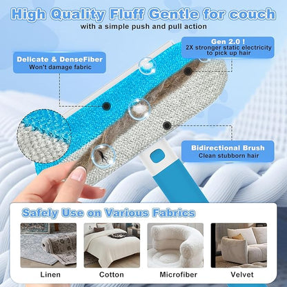 Multifunctional Pet Hair Remover Tool, 4 in 1-Reusable Washable Long Handle Dog&amp;Cat Fur Hair Remover for Furniture,Carpet,Couch,Clothes,Bedding,Car,Window,Better Than Lint Rollers, with 2 Scrapers
