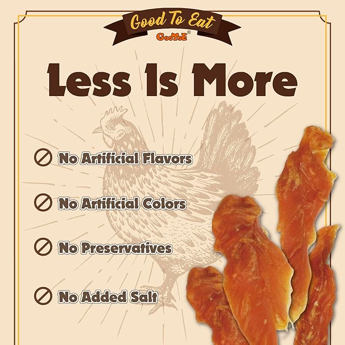 Gootoe Chicken Fillet Jerky Dog Treats 1 lb, All Natural, Grain-Free, High-Protein, Low Fat, Healthy &amp; Easily Digestible