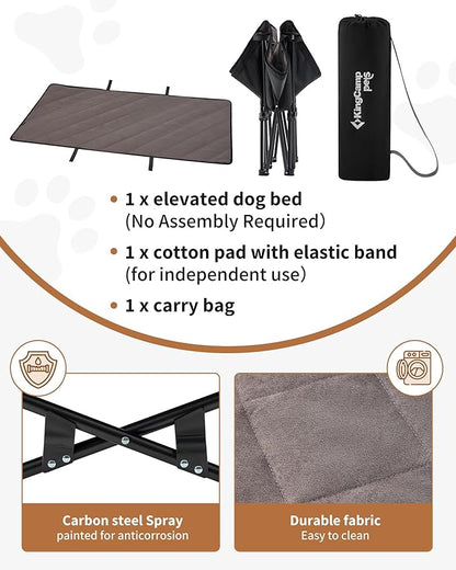 KingCamp Elevated Dog Bed for XL Dogs, Outdoor Raised Cooling Pet Cot Bed with Washable Breathable Mesh &amp; No-Slip Feet Perfect for Camping, Backyard, Indoor Use (XL, Black)