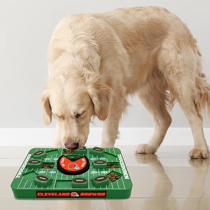 Pets First NFL Cleveland Browns Large Puzzle Toy, New Size, Interactive Dog Treat &amp; Slow Feeding Toy
