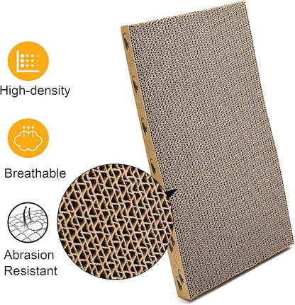 Set of 2 Cardboard Cat Scratchers, 6 Pcs Corrugated Cat Scratch Pad with 2 Boxes, Cute Reversible Kitty Sofa Bed, Refillable Wave Shaped Lounge, Interactive Kitten Toy for Indoor Cats