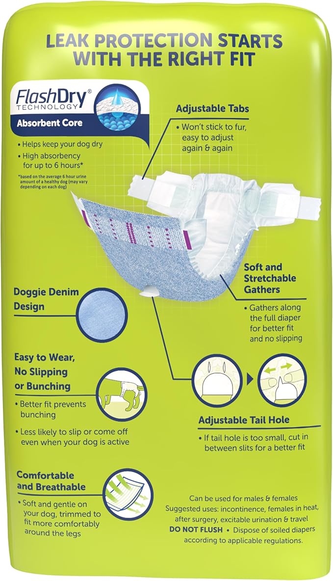 New! Hartz® Comfitables® Disposable Dog Diapers, Size Large 26 Count, Comfortable &amp; Secure Fit, Easy to Put On, Super Absorbent Male and Female Diaper