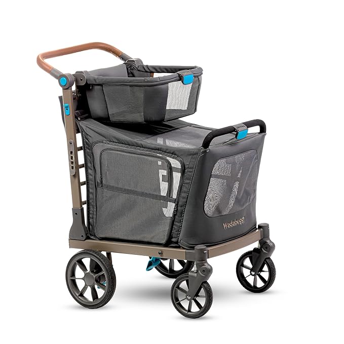 Pet XL Foldable Cart - Adjustable &amp; Portable Pet Stroller with Caddy, Shopping Basket, Foam Filled Rubber Wheels &amp; Storage - Carriage for Small &amp; Medium Dogs, Cats Under 75 lbs