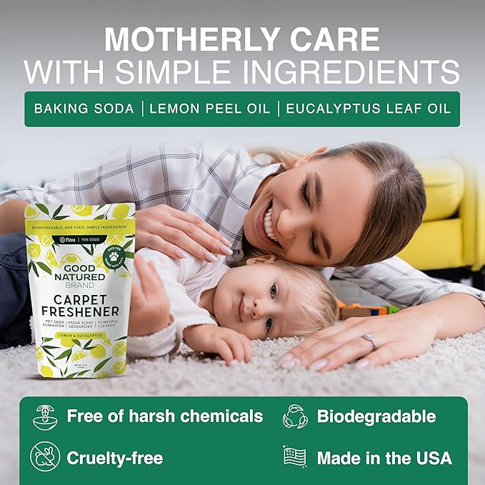 Good Natured Brand | Laundry Bundle | Carpet Freshener Lemon &amp; Eucalyptus 47oz | Pet-Friendly Carpet Deodorizer | Laundry Powder Peppermint 47oz | Hypoallergenic Laundry Powder 94 Loads