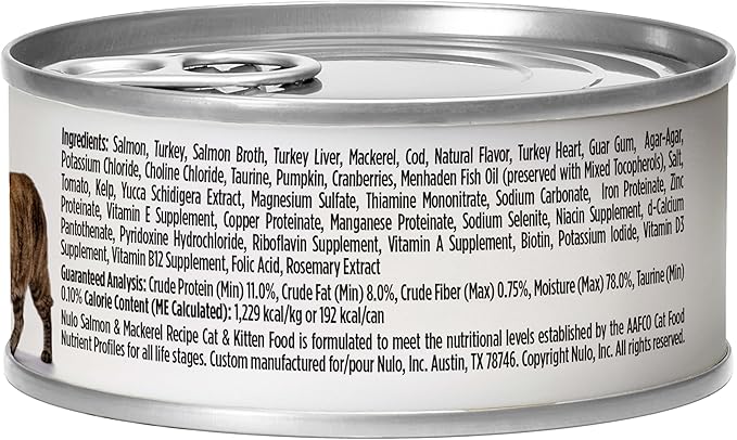 Nulo Salmon &amp; Mackerel Recipe Pate Wet Canned Cat Food, 5.5 Ounce (Pack of 24)