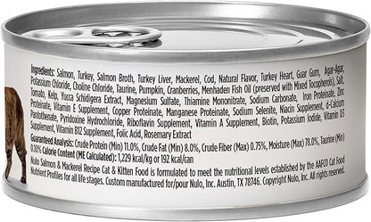 Nulo Salmon &amp; Mackerel Recipe Pate Wet Canned Cat Food, 5.5 Ounce (Pack of 24)
