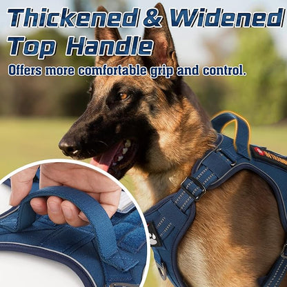 rabbitgoo Tactical Dog Harness for Small Dogs, No Pull Military Service Vest with Handle &amp; Molle, Easy Control for Training Walking, Adjustable Reflective Straps, Blue, S
