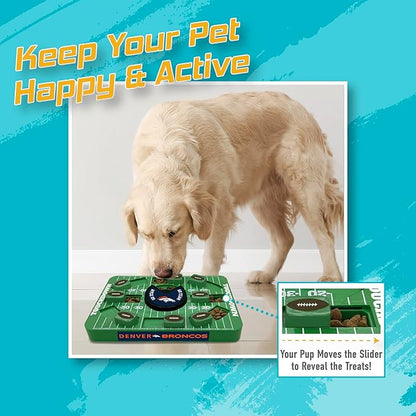 Pets First NFL Denver Broncos Large Puzzle Toy, New Size, Interactive Dog Treat &amp; Slow Feeding Toy