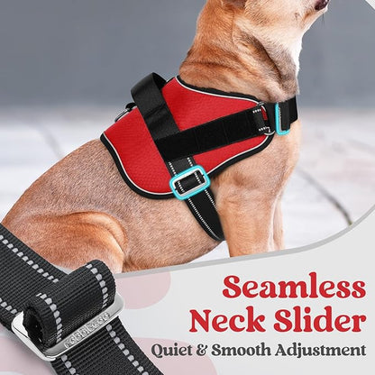 rabbitgoo Dog Harness for Small, Easy On Pet Vest with One Buckle, No Pull Adjustable Service Harness with D-Ring &amp; Handle, Reflective for Safety Walking, Training, Red, S