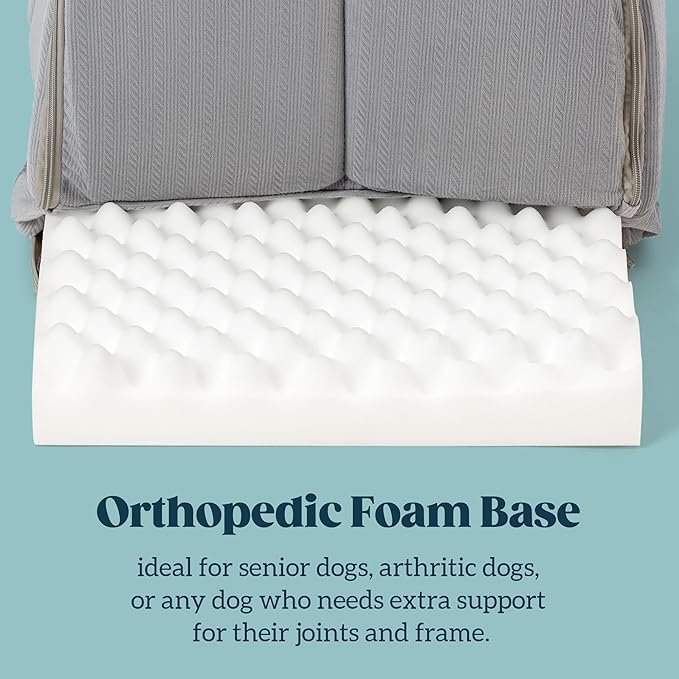 Orthopedic Dog Bed House - Dog House Indoor with Egg-Crate Foam - Tent Bed with Waterproof Lining &amp; Nonskid Bottom, Ideal for Small Breeds &amp; Fits 24-Inch Crate - 23"x16", Charcoal