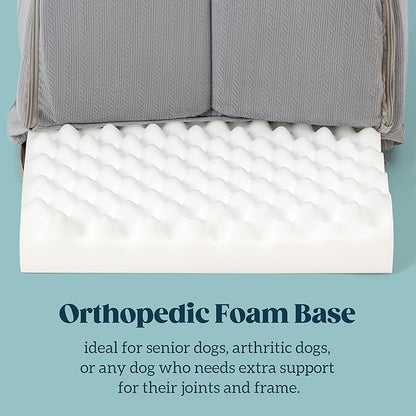 Orthopedic Dog Bed House - Dog House Indoor with Egg-Crate Foam - Tent Bed with Waterproof Lining &amp; Nonskid Bottom, Ideal for Small Breeds &amp; Fits 24-Inch Crate - 23"x16", Charcoal