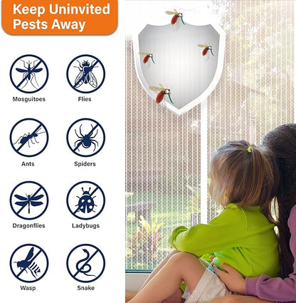 Magnetic Screen Door, Heavy Duty Door Screen Magnetic Closure Keep Bugs Out,Pet &amp; Kid Friendly，Hands Free Door Screen Fit Door Size 32 x 80 Inches White