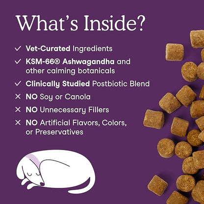 Fera Pets Dog Calming Chews with Ashwagandha &amp; Priome® Mental Wellbeing Postbiotic Blend - Supports Anxiety Relief - Promotes Relaxation - 90 Soft Chews