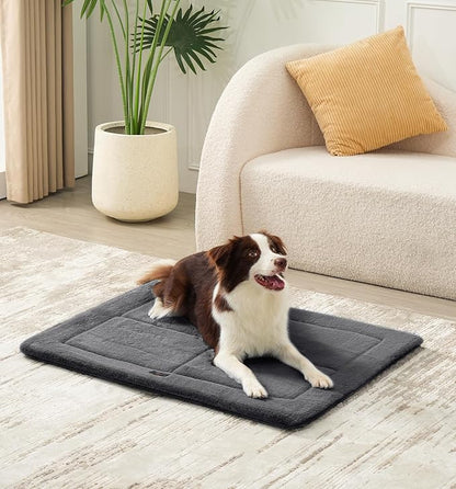 Made4Pets Dog Crate Pad Bed for Large Dogs, Washable &amp; Reversible, Anti-Slip Kennel Mat for Cozy Sleeping, Soft Fluffy Dog Bed for Indoor &amp; Outdoor Use, 36"x27", Dark Gray