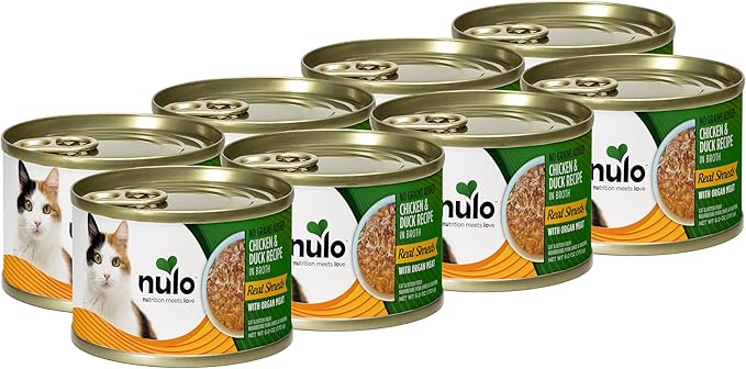 Nulo Real Shreds with Organ Meat Wet Canned Cat Food, Chicken &amp; Duck, 6.0 Ounce, 8 Cans