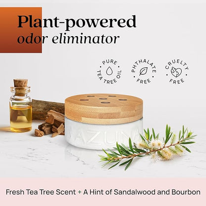 Azuna Air Freshener &amp; Odor Eliminator for Strong Odor | 2 Room Kit Includes (2) Empty Luxe Glass Jar &amp; 12oz Gel Refill with Tea Tree Essential Oil | Sandalwood Scent | Last 60-90 Days