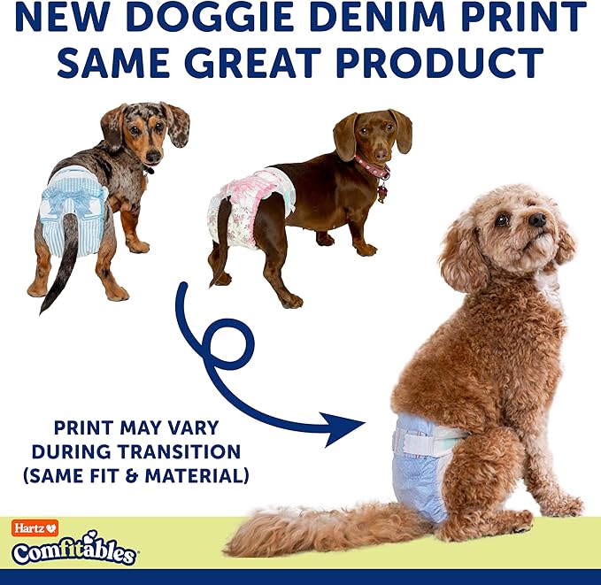 New! Hartz® Comfitables® Disposable Dog Diapers, Size XL 5 count, Comfortable &amp; Secure Fit, Easy to Put On, Super Absorbent Male and Female Diaper