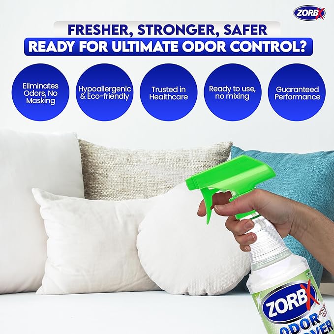 ZORBX Unscented Odor Remover Spray 32 oz - Perfect Solution for Strong Odor - Advanced Trusted Formula &amp; Fast-Acting Odor Eliminator for Dog, Cat, Puppy
