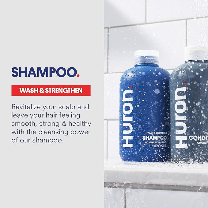 Huron Hair Duo | Nourishing Shampoo &amp; Conditioner Set for Men | Cleanse, Strengthen &amp; Hydrate | Sulfate-Free, Paraben-Free, Vegan | Designed for Daily Use on All Hair Types (2 Pack)