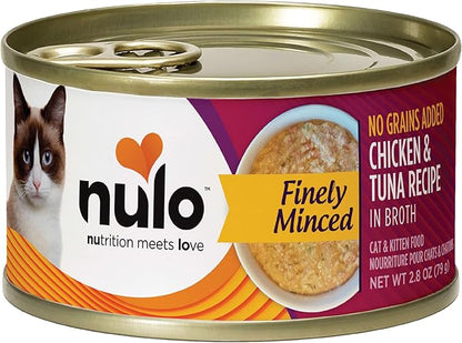 Nulo Finely Minced Chicken &amp; Tuna Wet Canned Cat Food, 2.8 Ounce (Pack of 12)