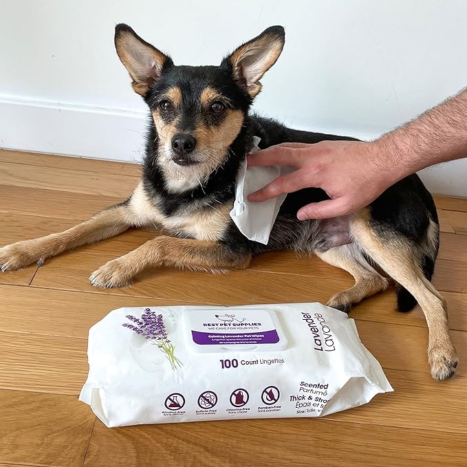 Best Pet Supplies Pet Wipes for Dogs - Dog Wipes Cleaning Deodorizing, for Coats, Ears, Paws - Calming Lavender, 400 Count