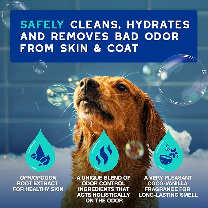 DOUXO® Skin &amp; Coat SPA - Ultra-Safe Odor Control Dog Shampoo for Smelly Dogs, 16 fl oz, Cleans and Hydrates The Skin, Removes Odor, Leaves The Coat Soft and Smelling Great, Skin-Friendly Formula