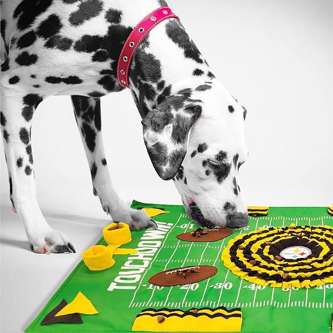 NFL Pittsburgh Steelers Dog Snuffle Mat – Interactive Pet Slow Feeder, Football Field Design Food Puzzle Toy for Dogs &amp; Cats, Foraging Activity Mat for Smarter Feeding