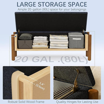 Modern Storage Benches with Walnut Wood Legs, 47&