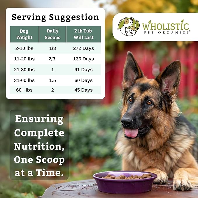 Wholistic Pet Organics Canine Complete - Dog Multivitamin Powder - 2 Lb - Daily Dog Vitamins and Supplements for Homemade Food - Immune System, Skin, Coat &amp; Overall Health - Small and Large Breed