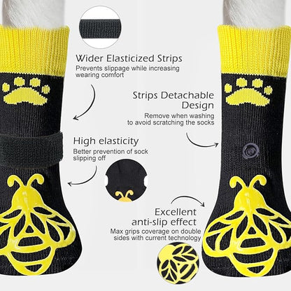 EXPAWLORER Anti Slip Dog Socks to Prevent Licking Paws, Dog Shoes for Hot Pavement, Dog Booties for Small Medium Large Senior Dogs, Traction Control Dog Boots &amp; Paw Protectors for Hardwood Floors