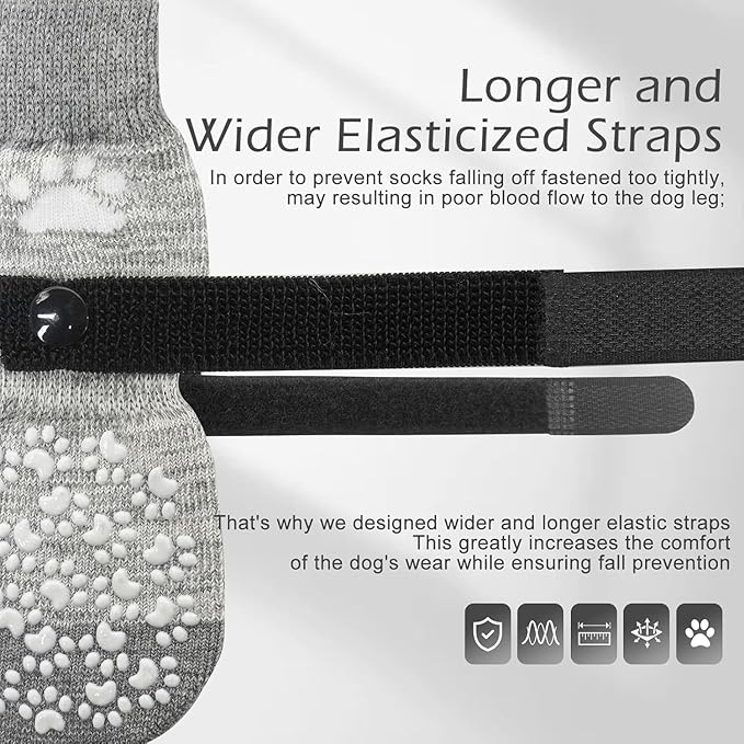 EXPAWLORER Anti Slip Dog Socks to Prevent Licking Paws, Dog Shoes for Hot Pavement, Dog Booties for Small Medium Large Senior Dogs, Traction Control Boots &amp; Paw Protectors for Hardwood Floors