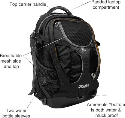 Kurgo G-Train - Dog Carrier Backpack for Small Pets - Cat &amp; Dog Backpack for Hiking, Camping or Travel - Chest Straps &amp; Hip Belt - Reflective - Two Water Bottle Sleeves - Waterproof Bottom (Black)