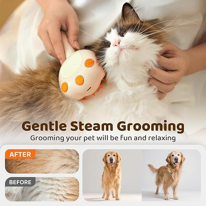 Steam Cat Brush, 6-in-1 Dog Brush Spritz Defur Comb, Steamy Skin Friendly Deshedding Grooming Tool, Suitable for Shedding &amp; Haired Pets, Pet Supplies Accessories,White