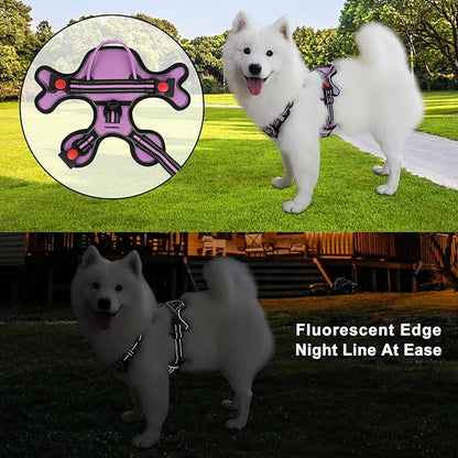 Dog Harness, Adjustable Reflective Dog Vest No Pull Dog Harness with Badge and Bow Tie for Puppy Small Medium Large Dogs