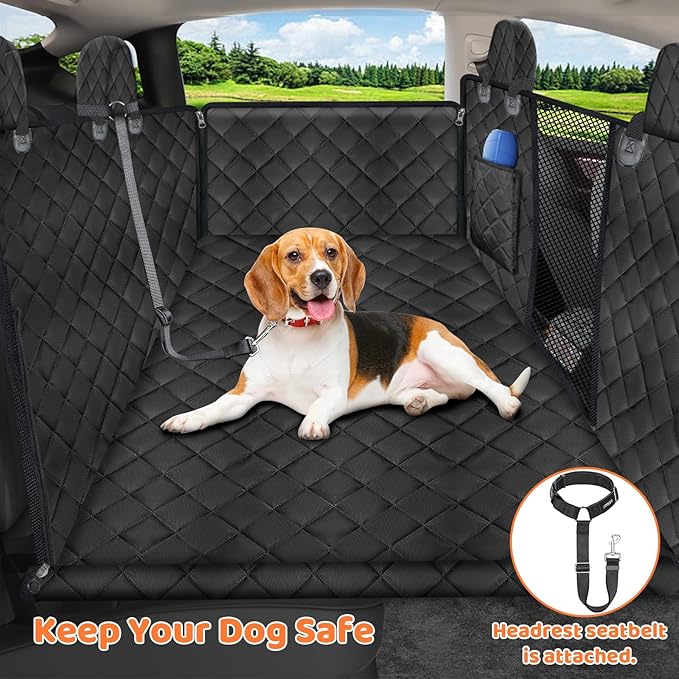 URPOWER Dog Back Seat Extender for Tesla Model Y, Hard Bottom Dog Car Seat Cover Holds 400 lbs, Waterproof Dogs Hammock for Car Pet Backseat &amp; Door Protector Dogs Car Bed for Model Y 2025-2020