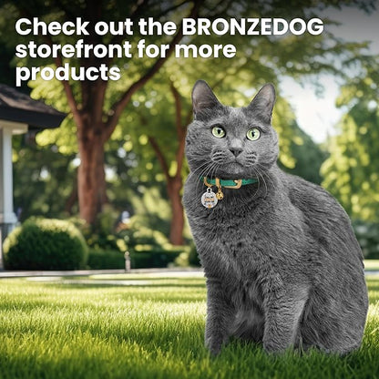 BRONZEDOG Leather Cat Collar with Removable Bells Non Breakaway Kitten QR Tag for Girl Boy (9" - 12" Cats/Mini Dogs, Purple &amp; Gold)