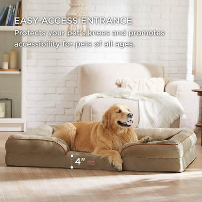 Bedsure XXL Orthopedic Dog Bed for Extra Large Dogs - Washable Giant Dog Cat Bed Waterproof, Comfort Dogs Couch Sofa with Washable Removable Cover, Pet Bed with Nonskid Bottom, Hazel, 52"