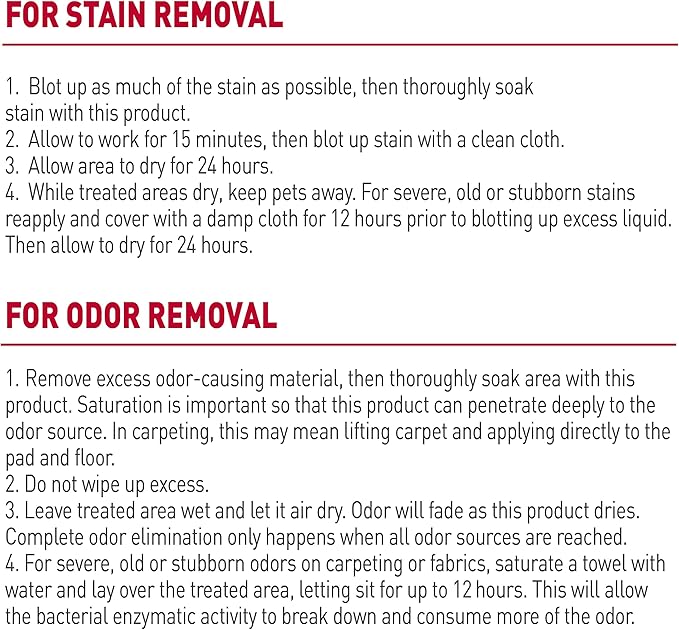 Nature’s Miracle® Stain &amp; Odor Remover, Tough on Dog Urine, Feces, Vomit, Drool and Other Organic Stains and Odors, 1 Gallon