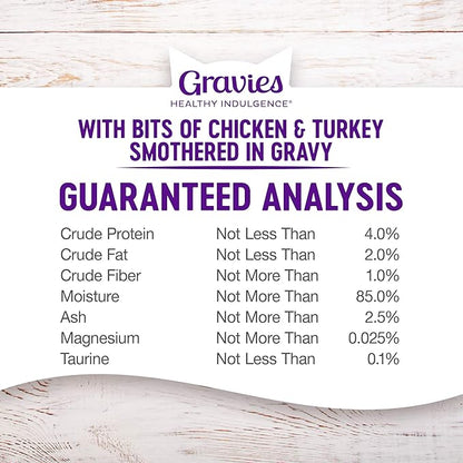 Wellness Healthly Indulgence Gravy Adult Wet Cat Food, Natural, Protein-Rich, Grain Free, 3 Ounce Pouch, 24 Pack, (Chicken &amp; Turkey)