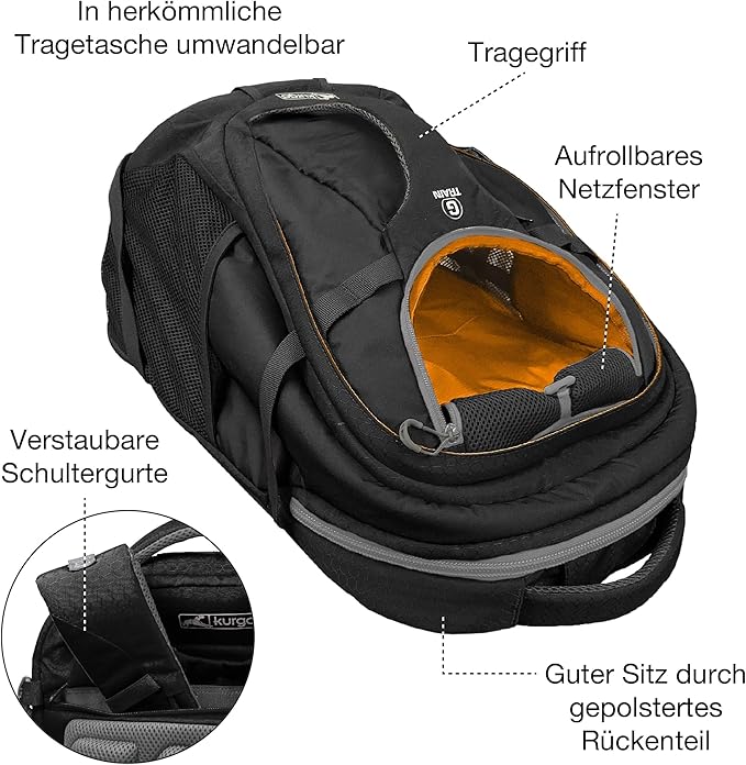 Kurgo G-Train Dog Carrier Backpack for Small Pets Up to 25 Lbs, TSA &amp; Airline Approved, Navy Blue