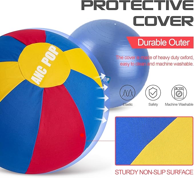 Herding Ball for Dogs Horse &amp; Cover 25" Ball for Horses Large with Hand Pump for Play Horse Toys for Horses Stall, Red and Blue and Yellow