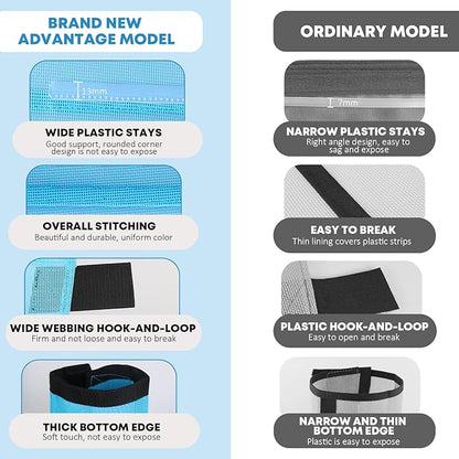 Premium 4-Pack Horse Fly Boots &amp; Leggings Loose-Fit Fine Mesh with Stay-On Fasteners, Support Strips &amp; Anti-Stomp Design Breathable Non-Slip Protection Leg Wrap (Large) Sky - Blue