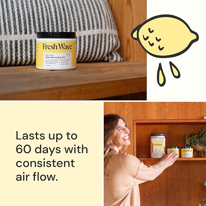Fresh Wave Lemon Odor Removing Gel, 15 oz. | Odor Absorbers for Home | Safer Odor Relief | Natural Plant-Based Odor Eliminator | Every 15 oz. lasts 30-60 Days | For Cooking, Trash &amp; Pets