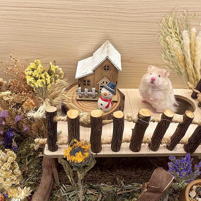 Natural Ear of Grain Flower&amp;Herb Bedding Mate Habitat Decor, Adding Fun Hamster Accessories for Hamsters Gerbils Lemming