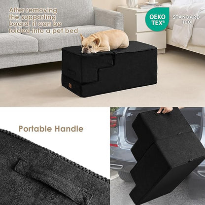 EHEYCIGA Dog Stairs for High Bed 22.5" H, 5-Step Dog Steps for Bed, Pet Steps for Small Dogs and Cats, Non-Slip Balanced Pet Ramp Indoor, Black